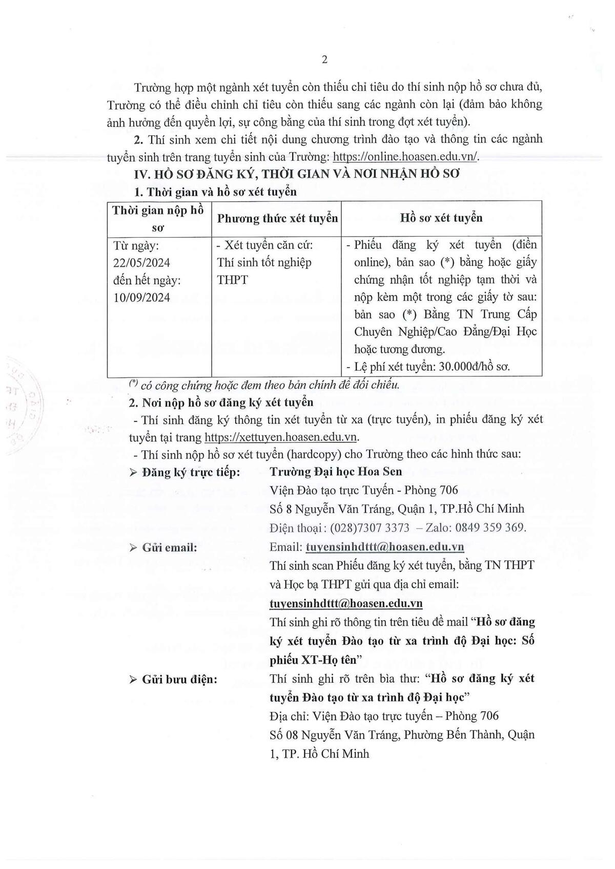 Thông báo tuyển sinh đào tạo đợt 2 năm 2024 - 2